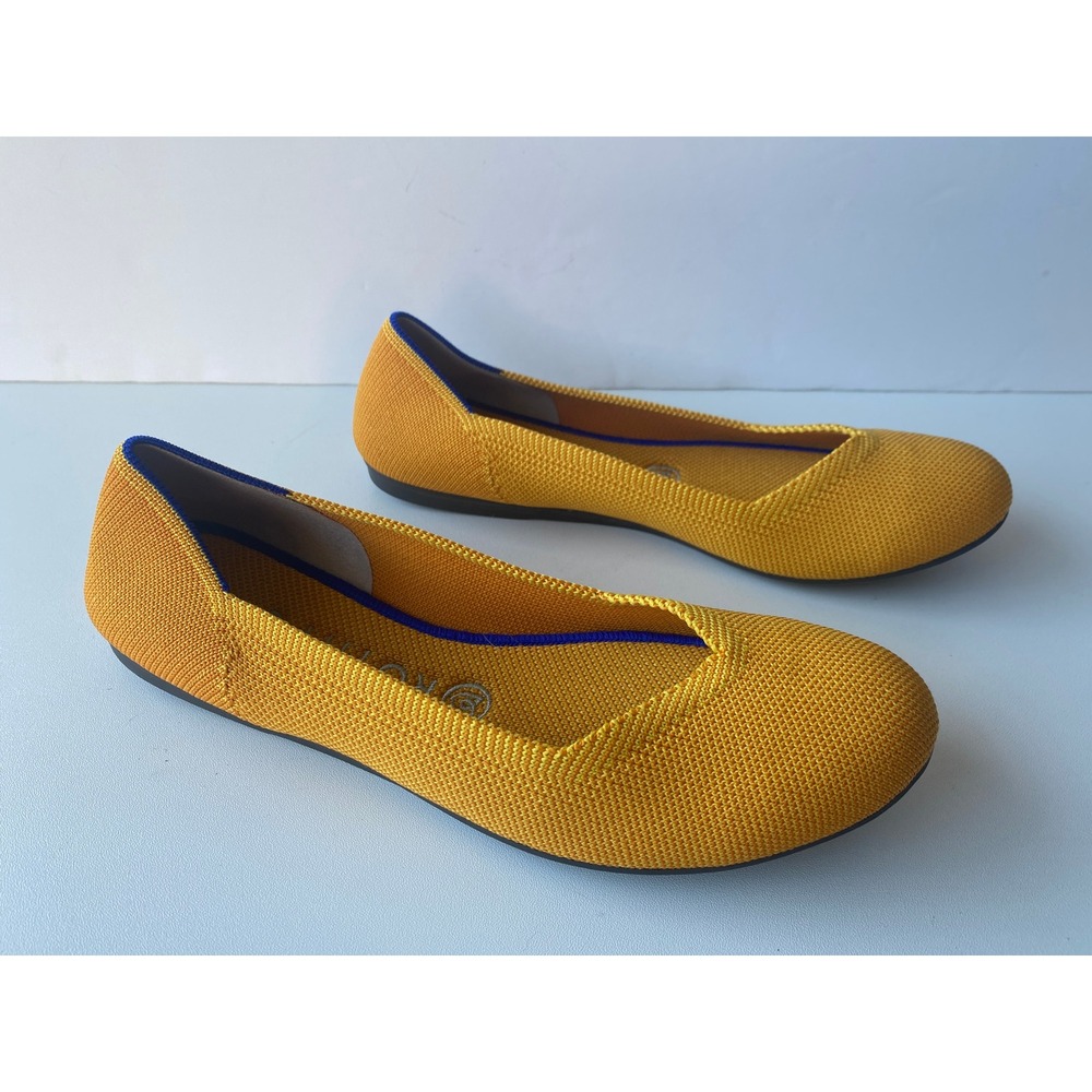 Rothy's Round Toe Flats Mustard Yellow Sz 8 Ballet Shoes Comfort Machine Wash